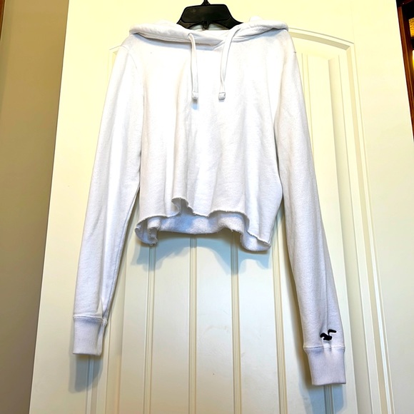 Hollister white crop hoodie - Picture 1 of 2